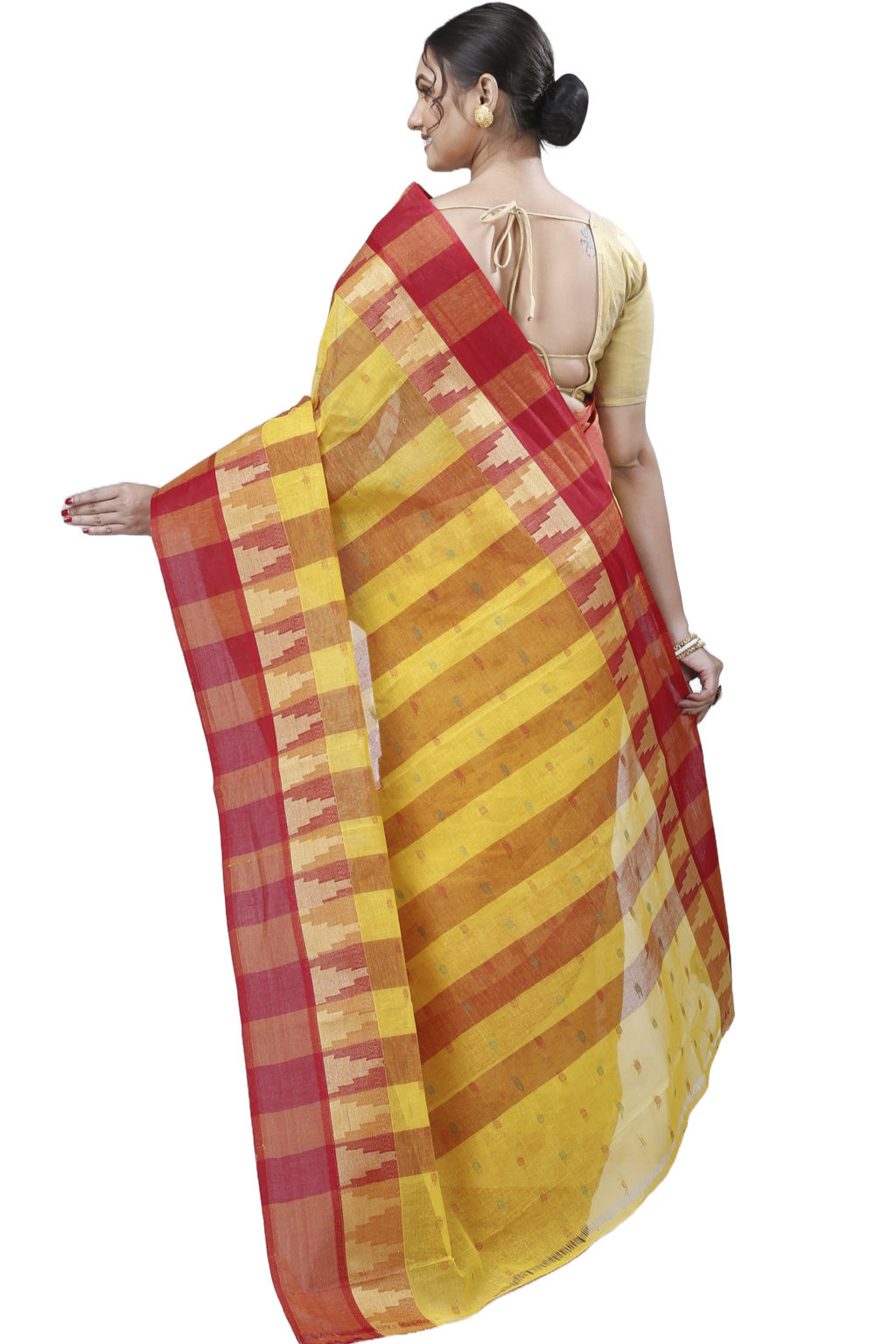 Yellow Pure Cotton Jamuna Tant Saree (1314)